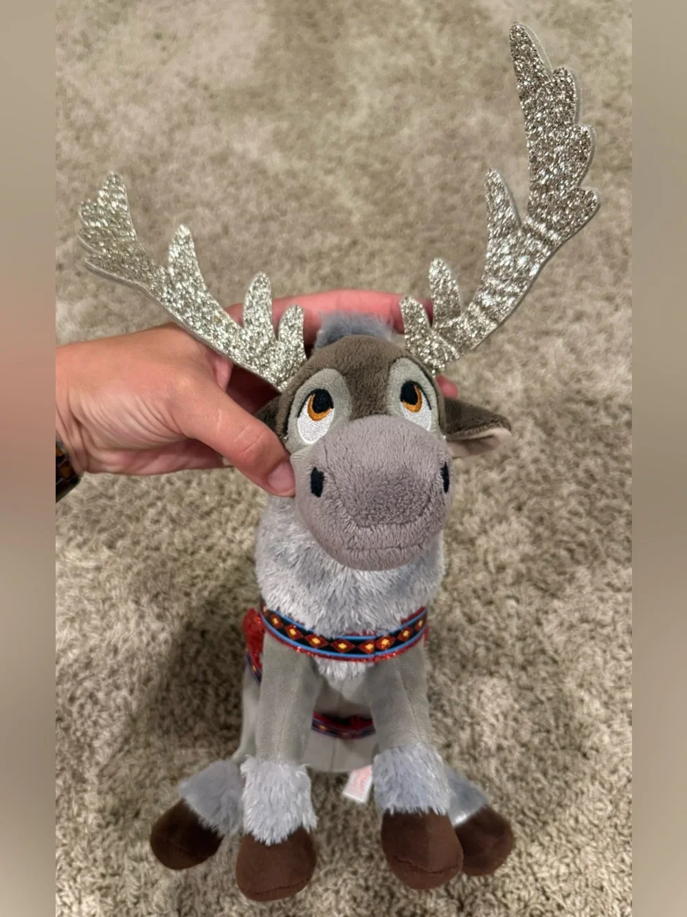 Disney Frozen Sven Plush Reindeer 11” Stuffed Animal Glitter Antlers